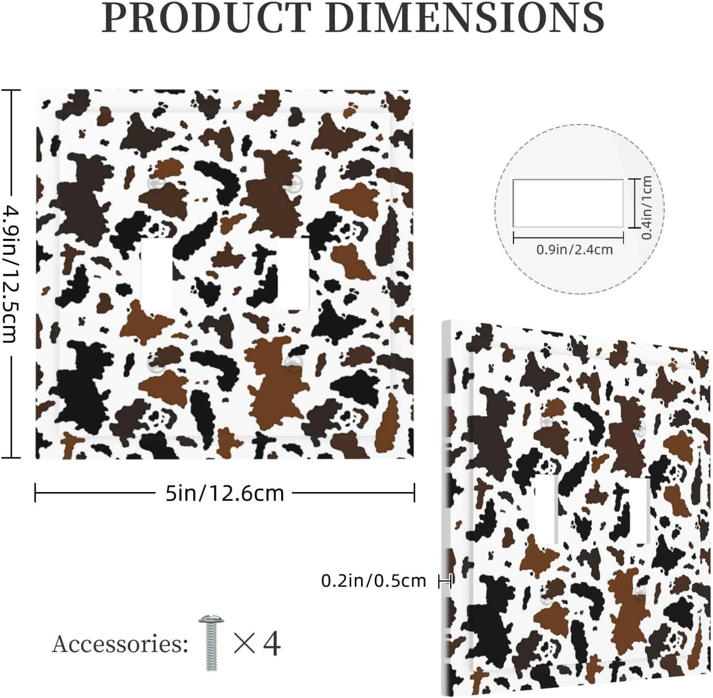 Decorative Switch Plates Rustic Cowhide Highland Cow Milk Cow 2 Gang Double Toggle Outlet Light Switch Cover Wall Plate Electrical Faceplate For Farmhouse Home Decor