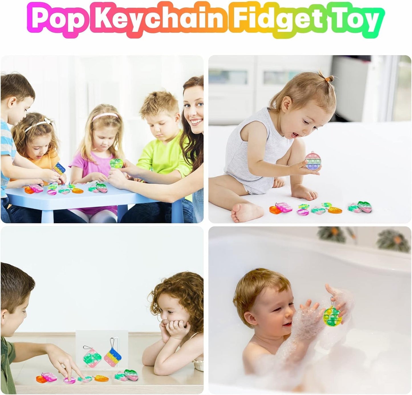 24 PCS Pop Fidget Toys Bulk Its Party Favors for Kids Toys 3 Shape Mini Pop Keychain It Birthday Goodie Bag Stuffers Fidgets for Kids Classroom Prizes End of Year Student Gifts Sensory Fidget Toy Pack