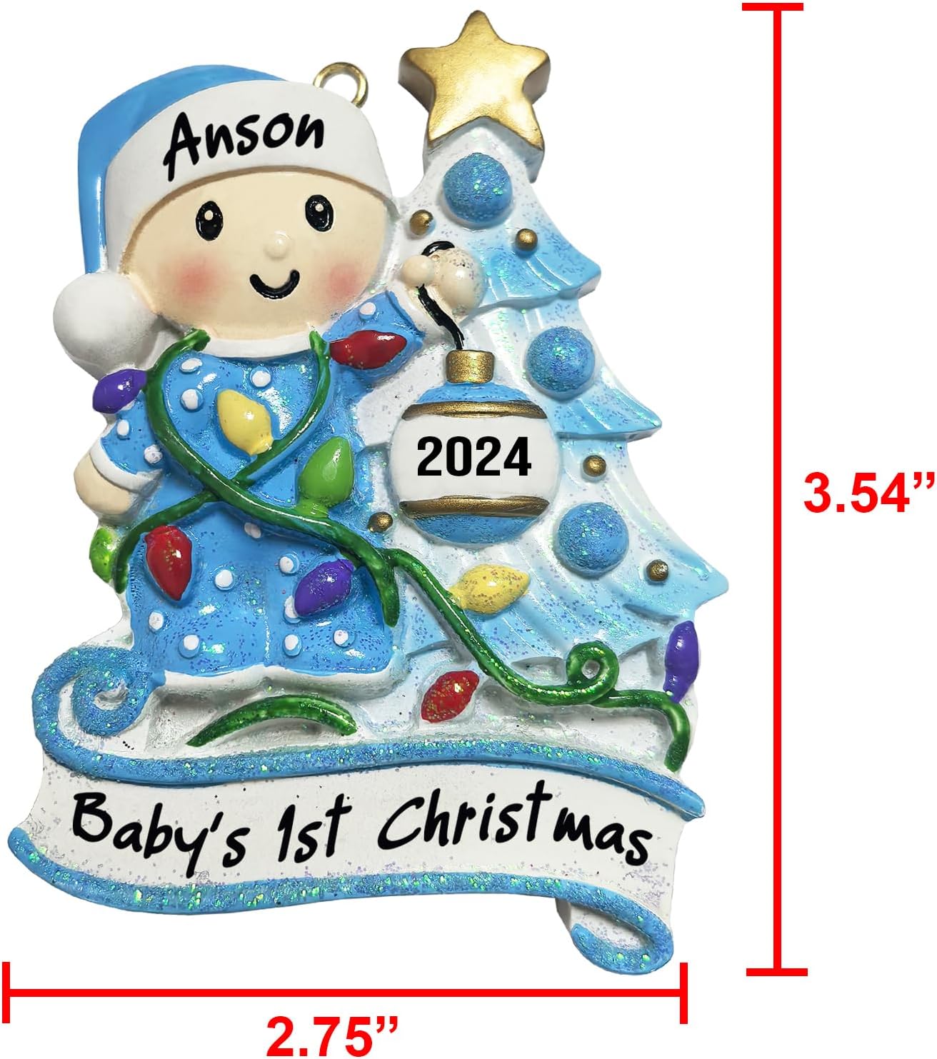 Baby's First Christmas Ornament 2025 Personalized Christmas Ornaments with Name Snow Baby in Stocking with Snowflake Custom Tree Ornament Decorations Ornaments,Blue