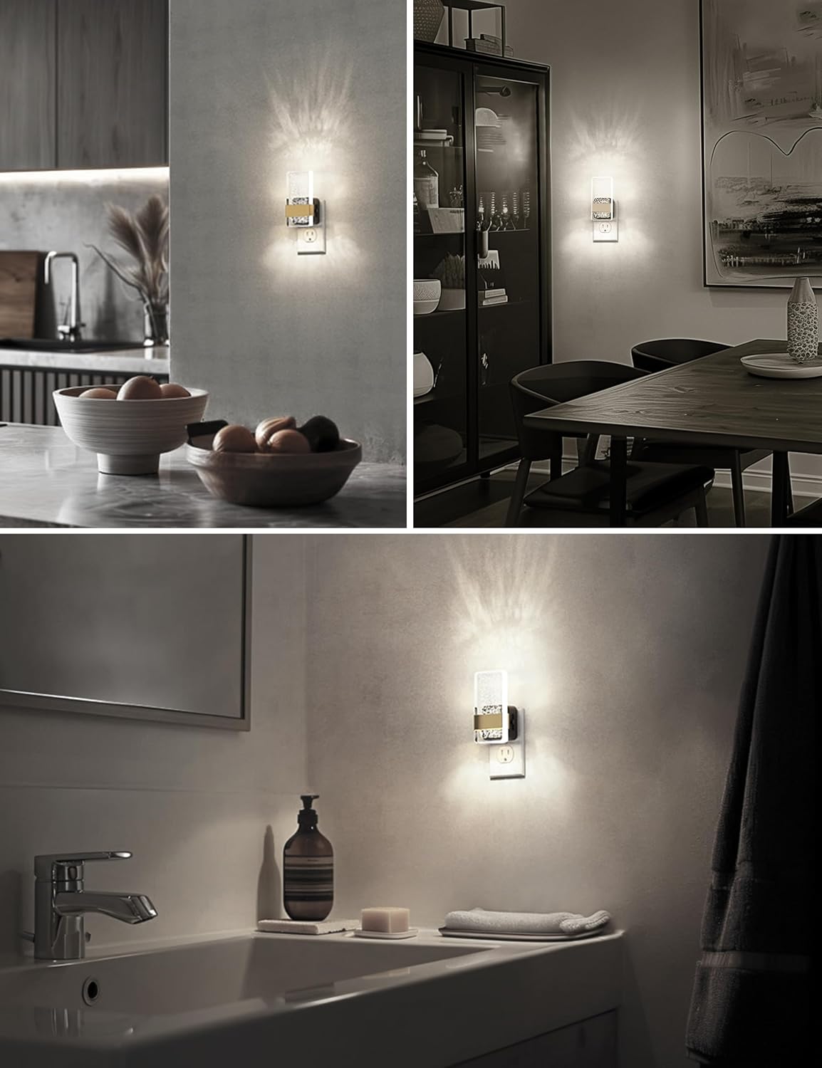 L LOHAS LED Night Light [2Pack], Night Lights Plug Into Wall, Decorative Night Lights with Dusk-to-Dawn Sensor, 0-100LM Dimmable Acrylic Nightlight, 5000K Aesthetic nightlight for Bathroom, Home Decor