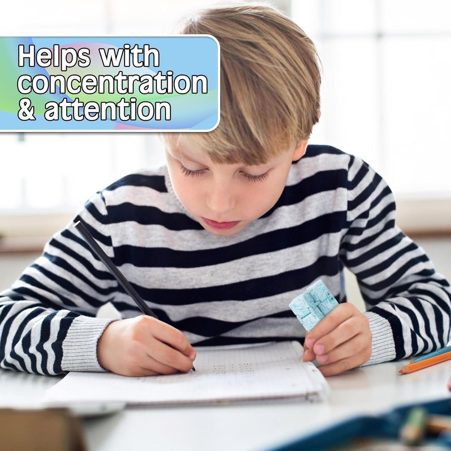 Infinitycube Fidget Toy, Unique Tie-Dye Infinitycube for Kids and Adults, Fidget Toy Relaxing Hand-Held Fidget Toy for Stress Relieve and Anxiety Relief (Light Blue)