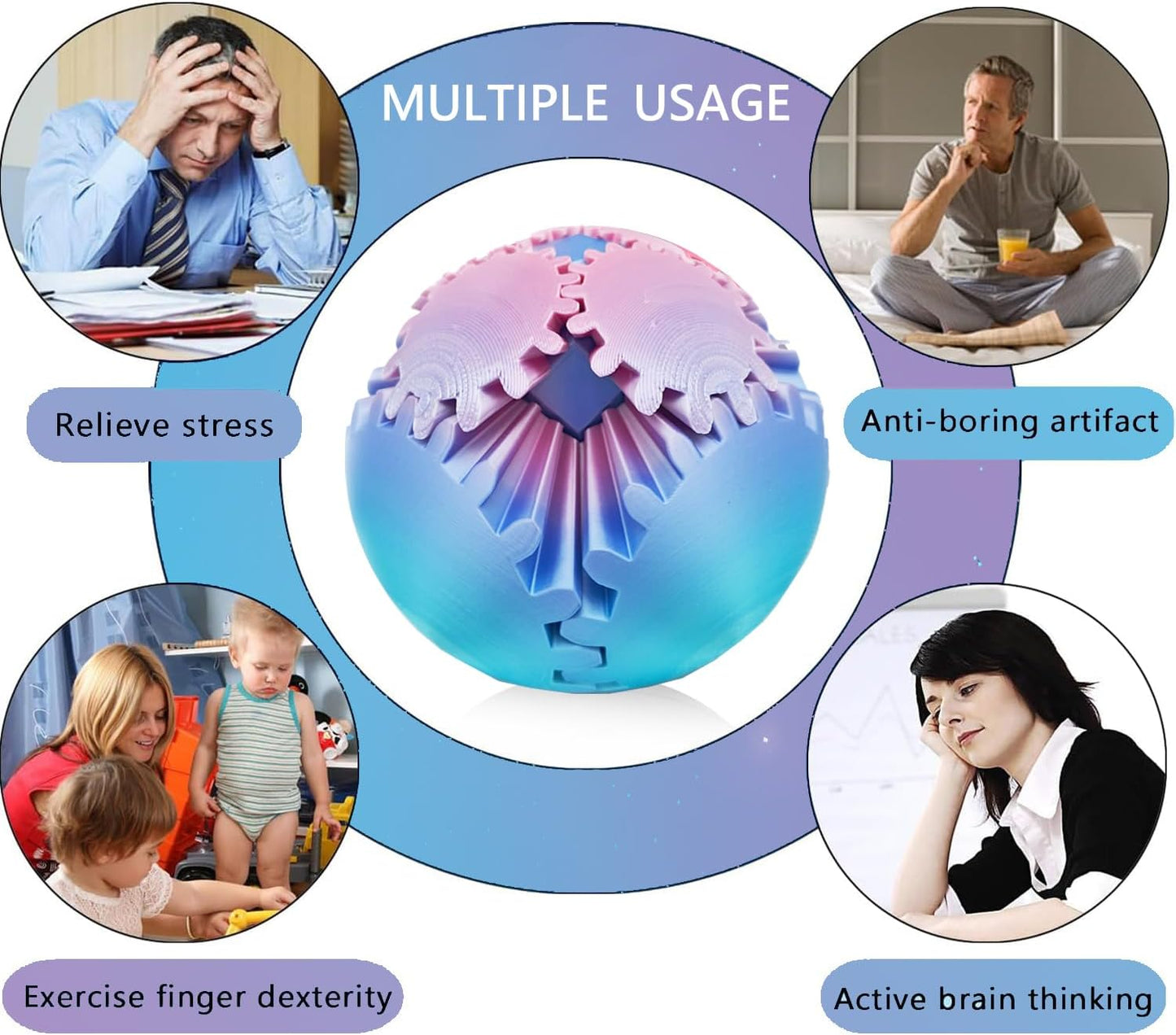 Gear Ball for ADHD 3D Printed Gear Ball Steampunk Whirling Wonder Fidget Toy Gearsphere Gear Ball for Stress and Anxiety Relaxing Fidget Ball Ideal for Sensory Needs and Autism (Mini)