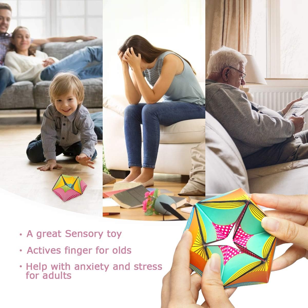 Euclidean Cube Sensory Toys for Kids, Fidget Toy for Adults to Stay Calm and Focused, Magic Cube for Girls and Boys Over 3 Years Old
