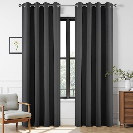 Joydeco Blackout Curtains 95 Inch for Bedroom, Thermal Insulated 52 x 95 Long Curtains & Drapes 2 Burg, Room Darkening Grommet Drapes for Living Room Window, 2 Panels Set