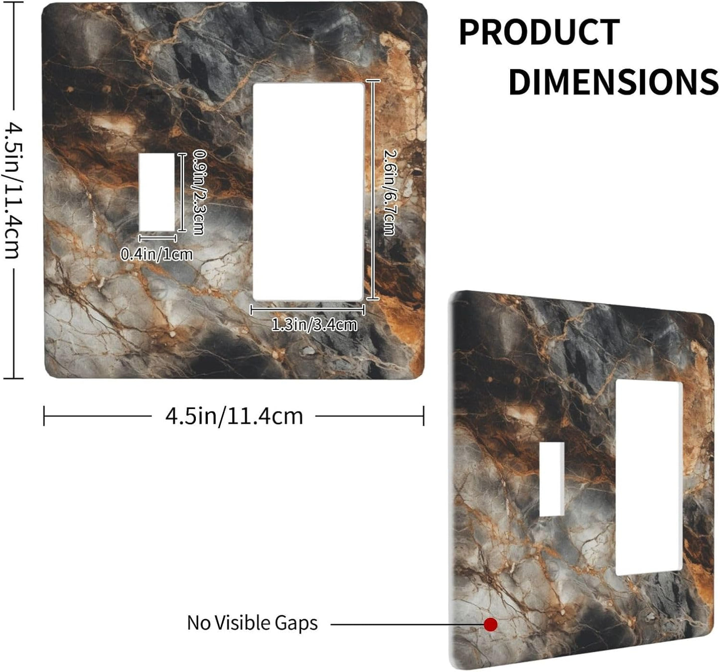 Brown Marble Granite Golden Lines Print Outlet Covers 1 Toggle 1 Rocker Combination Decorative Wall Plate Electrical Switch Plates Light Switch Cover Plate for Bathroom Kitchen Decor