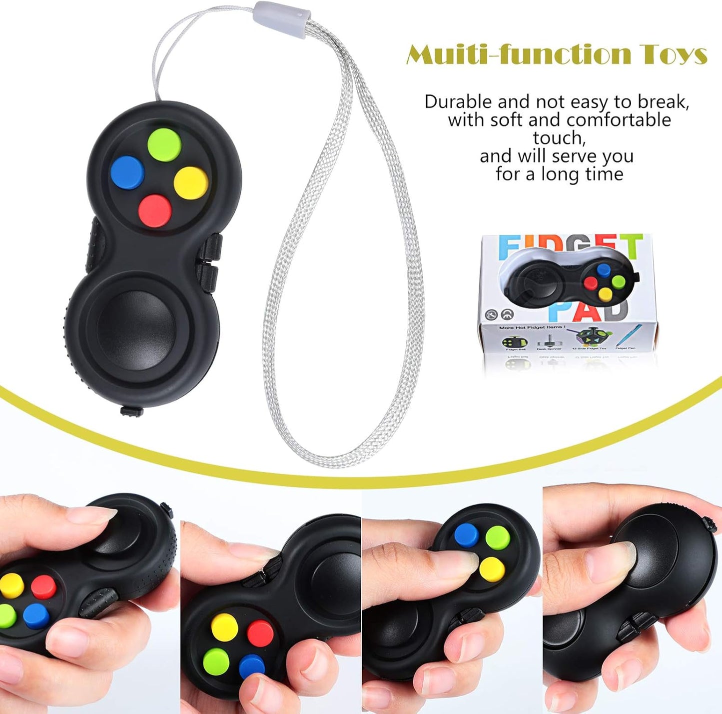 Skylety 6 Pieces Cam Fidget Pad Controller Relieve Anxiety Handheld Mini Handheld Fidget Pad Fidget Controller Stress Reducer for Adult Relieve Stress(Simple Colors)
