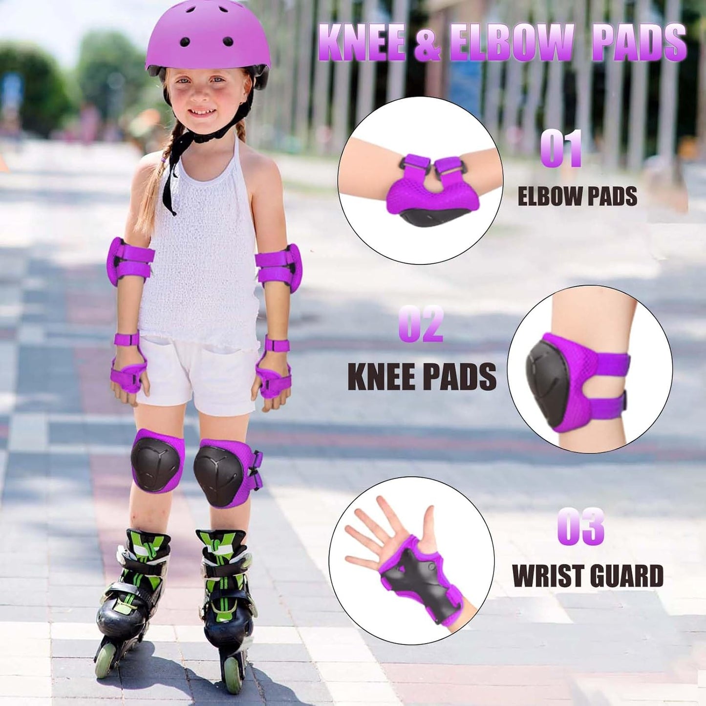 Kids Bike Helmet Set Adjustable Helmet for Ages 3-15 Kids Toddler Boys Girls Youth, Multi-Sport Bicycle Skateboarding Football Rollerskating Scooter Rollerblade Balance Bike Helmets