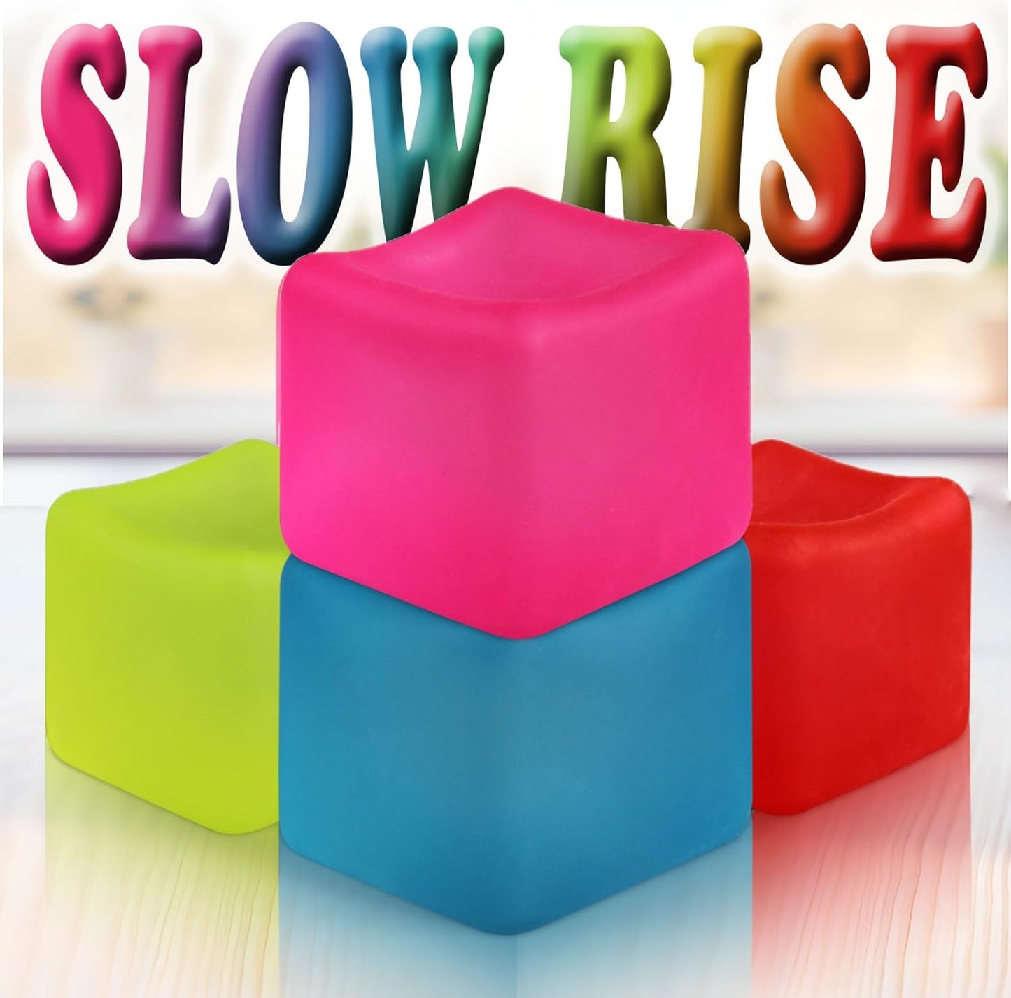 4Pack Slow Rise Squishy Square Cube Nice Stress Cube Gel Stress Balls for Adults, Malt Sugar Stress Balls, Fidget Ice Cube Squishy‘s - Relieve Anxiety/Autism/ADD/ADHD