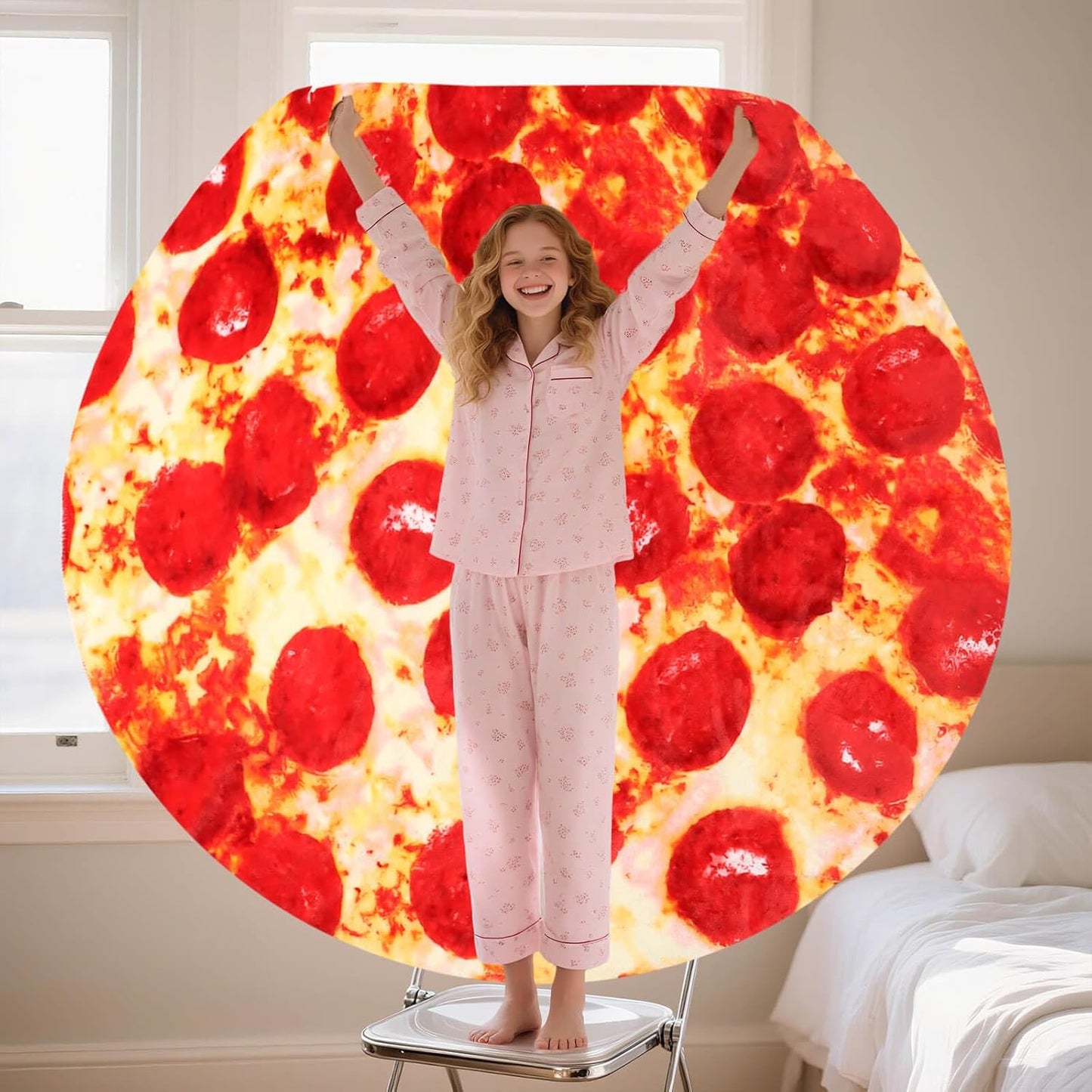 74in Pepperoni Pizza Blanket White Elephant Gifts for Adults Useful Sausage Throw Blankets Woemn Men Party Cool Stuff Novelty Gag Soft Fleece Wrap