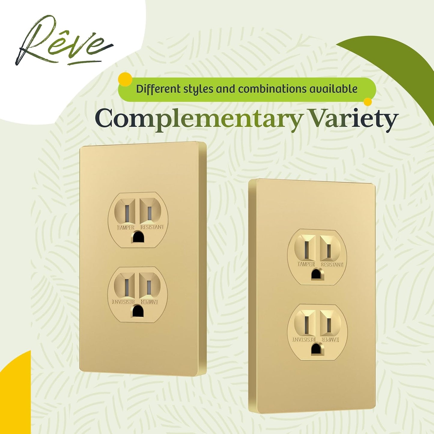 TG Mid-Size Screwless Duplex Wall Plate, Child Safe Receptacle Outlet Cover, Medium Size 1-Gang 4.88" H x 3.11" L, Polycarbonate Thermoplastic, UL Listed, SP-MS1-GD, Gold (1 Pack)