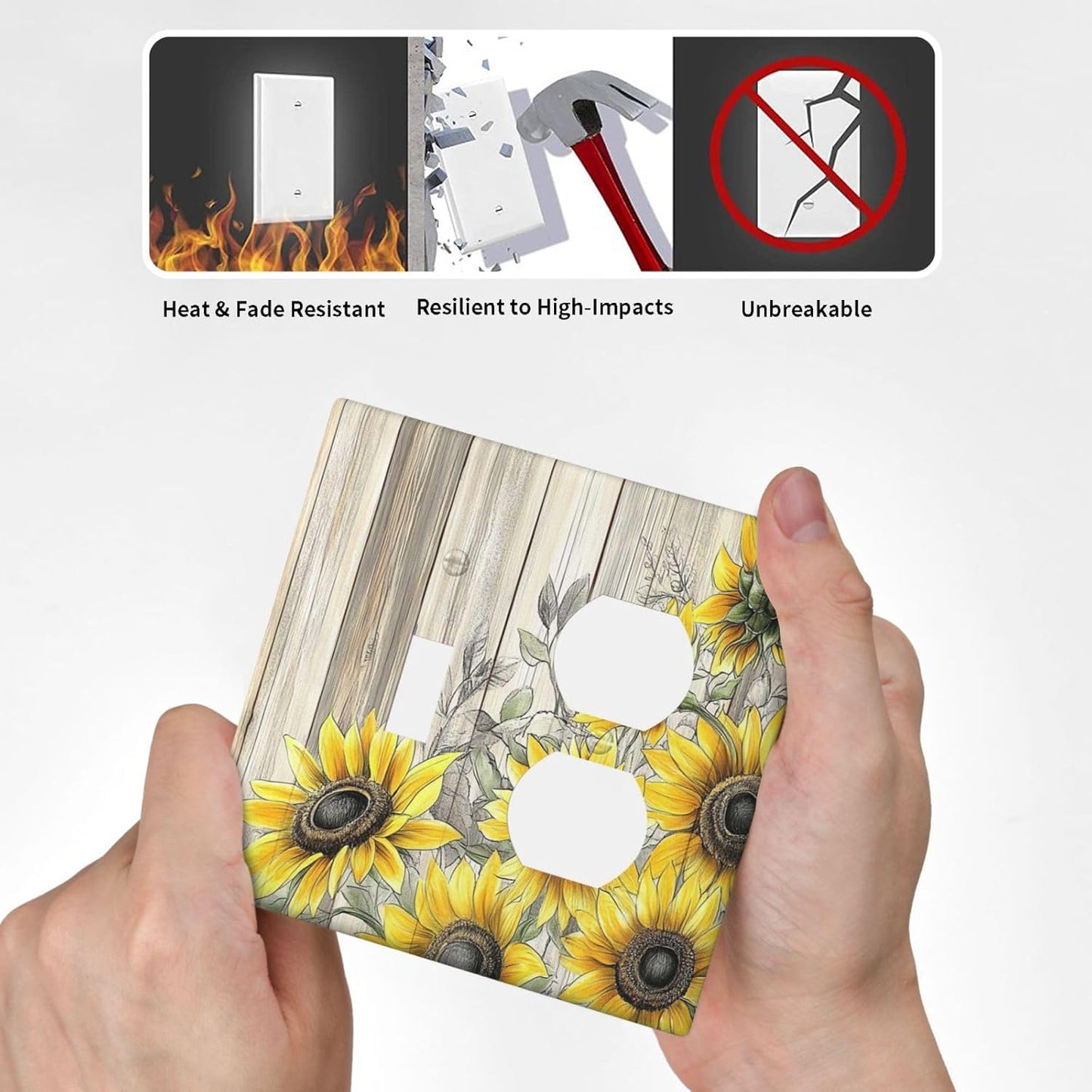 Wallplates Floral Sunflower Rustic Flower Vintage Wood 1 Toggle 1 Duplex Switch Plate Electrical Gfci Faceplate Decorative Light Switch Covers For Farmhouse Cabin Decor