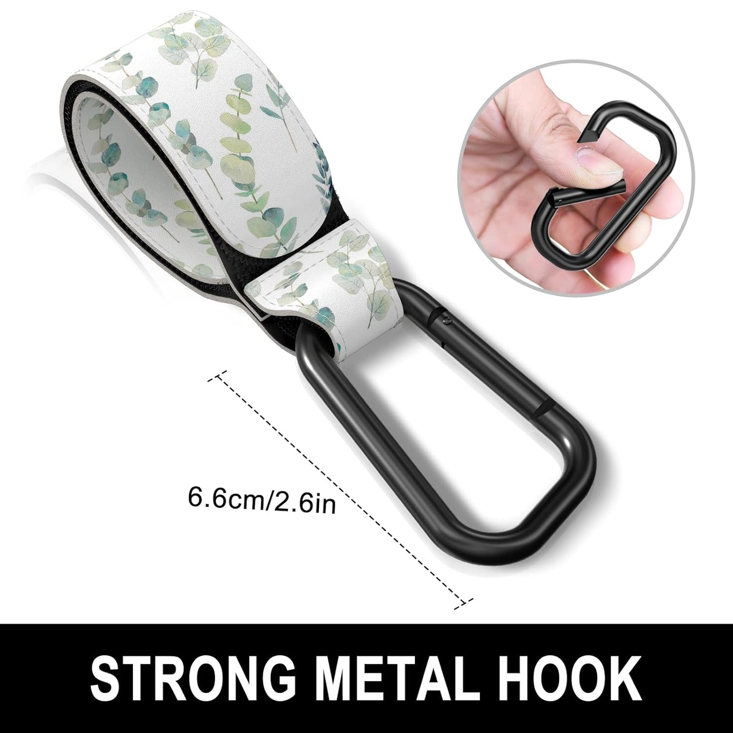 Baby Stroller Hooks for Hanging Bags, Universal Stroller Clips Accessories, Mommy Hook for Diaper Bag, Shopping Cart, Purse, Backpack - 2 Pack, Eucalyptus