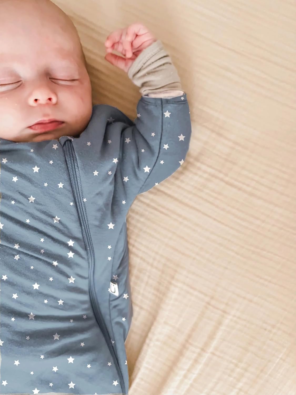 GUNAMUNA Long-Sleeve Transitional Swaddle Sleep Bag 1.0 TOG – Soothes Infants 3-6 Months, Easy Diaper Changes with WONDERZiP