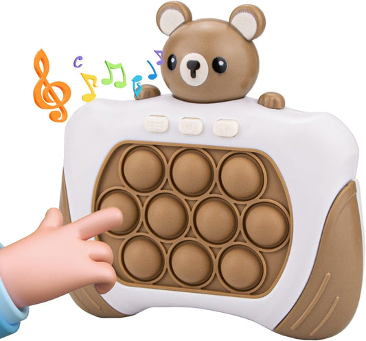 Fast Push Bubbles Pop Fidget Toy It Game, Quick Push Light Up Pop Interactive Sensory Toy, Fast Push Button Game for Kids Adult, Stress Relief Handheld Game Present Toy for 3 4 5 6 7 Years Boy Girl