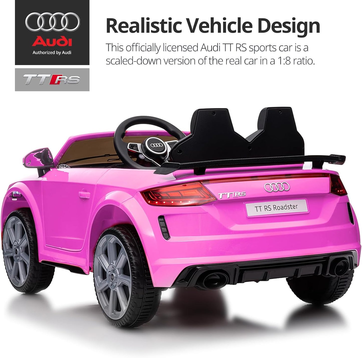 Kids Electric Car, Licensed Audi 6V Kids Ride on Toy Car for Toddlers - Pink