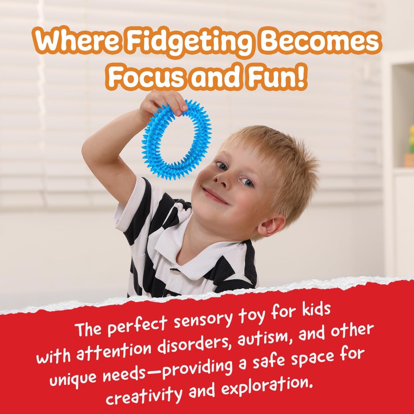 IMPRESA Spiky Sensory Rings from The Original Monkey Noodle - 3 Pack - Fidget Bracelet Toys for Kids with Unique Needs - Fosters Creativity, Focus, & Fun-Great for Classrooms, Home & Playtime Age 3+