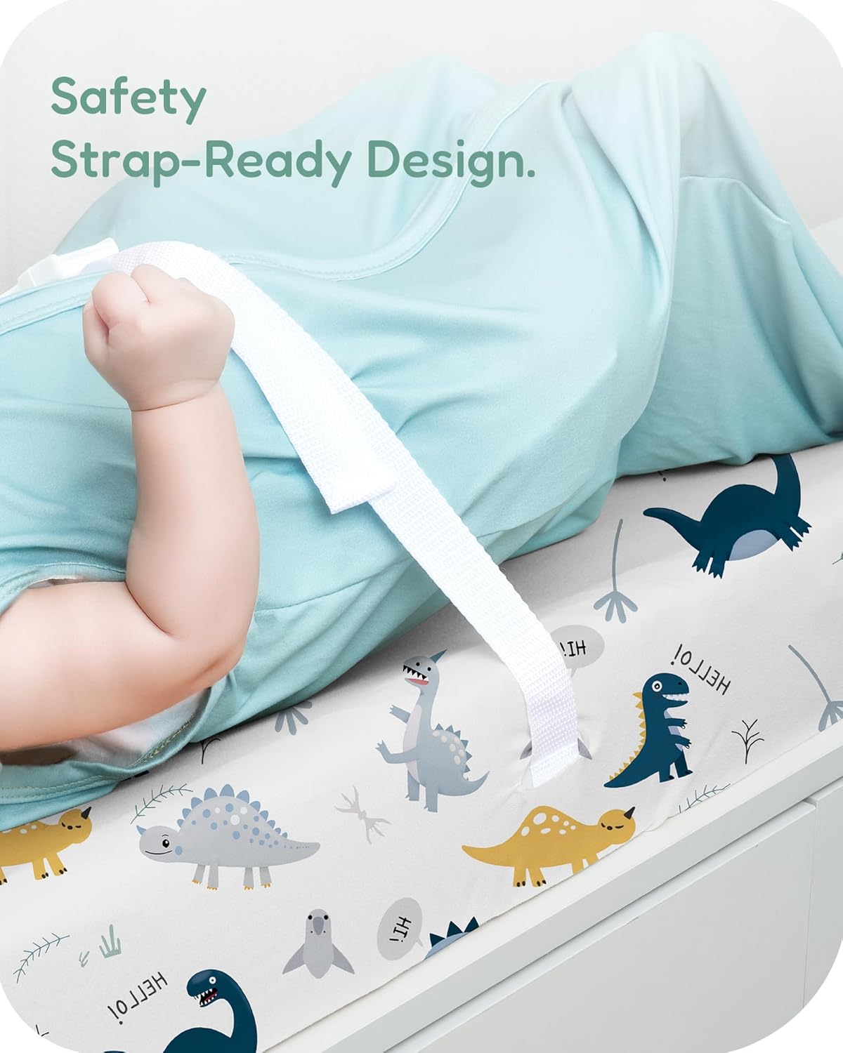 Extra Stretchy Changing Pad Cover, TotChill Ultra Soft Premium Jersey Knit Changing Pad Sheets, Unisex for Boys Girls, Dino Animals Blue, Fits All Standard Changing Tables/Dresser Tops - 2 Pack