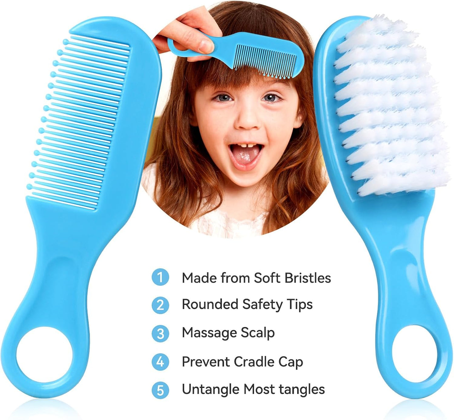 Baby Grooming Kit, Infant Safety Care Set with Hair Brush Comb Nail Clipper Nasal Aspirator,Baby Essentials Kit for Newborn Girls Boys (Blue)