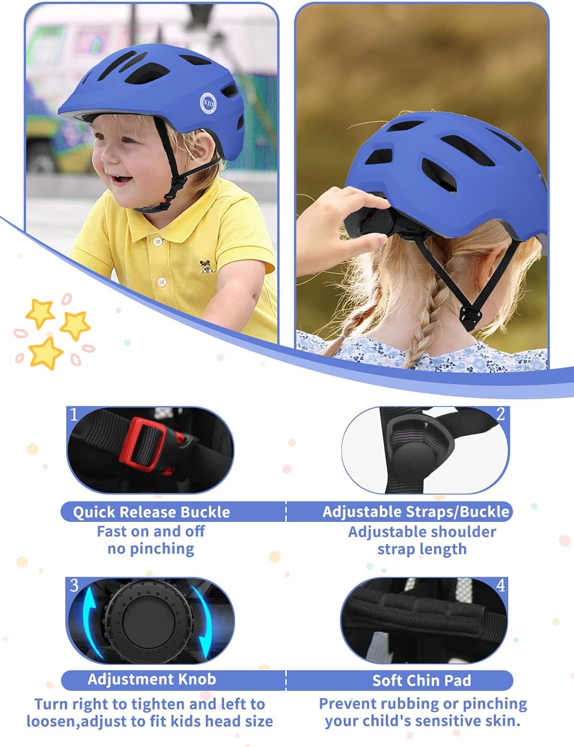XJD Toddler Helmet Kids Bike Helmet for Infant/Baby Multi-Sport Adjustable Skateboard for Kids Boys Girls Lightweight for Age 1 and Older