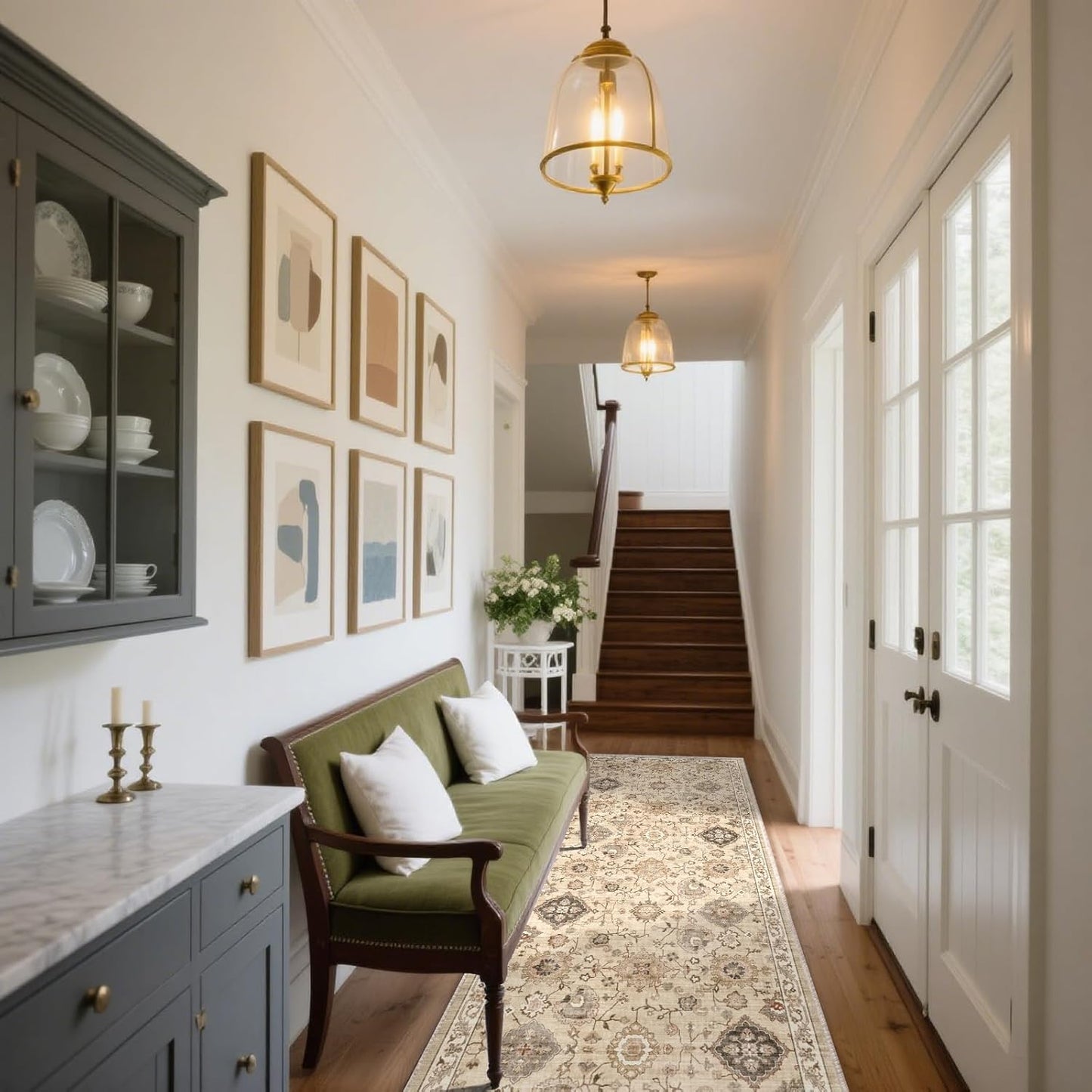 Washable Runners for Hallways Kitchen Rug: 2'x10' Kitchen Runner Stain Resistant Non Slip Low Pile Soft Carpet Runners for Hallways Bedroom Entryway Indoor Beside Bathroom Laundry Room