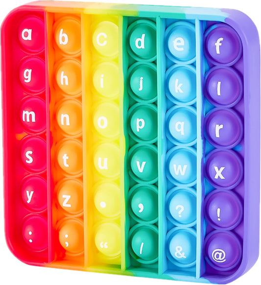 Alphabet Pop Fidget Toys Square ABC Letters Pop Bubble Toy Silicone Sensory Lowercase Uppercase Number Pop for Toddlers & Schools (5x5inch, Lowercase)