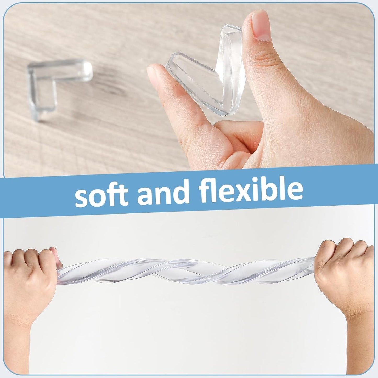 Edge Corner Protector Baby Proofing 12ft (3.7M) with 8 Corners, Clear Soft Corner Protectors Baby Proof, Furniture Corner Guard & Edge Safety, Edge Protector for Table and Fireplace