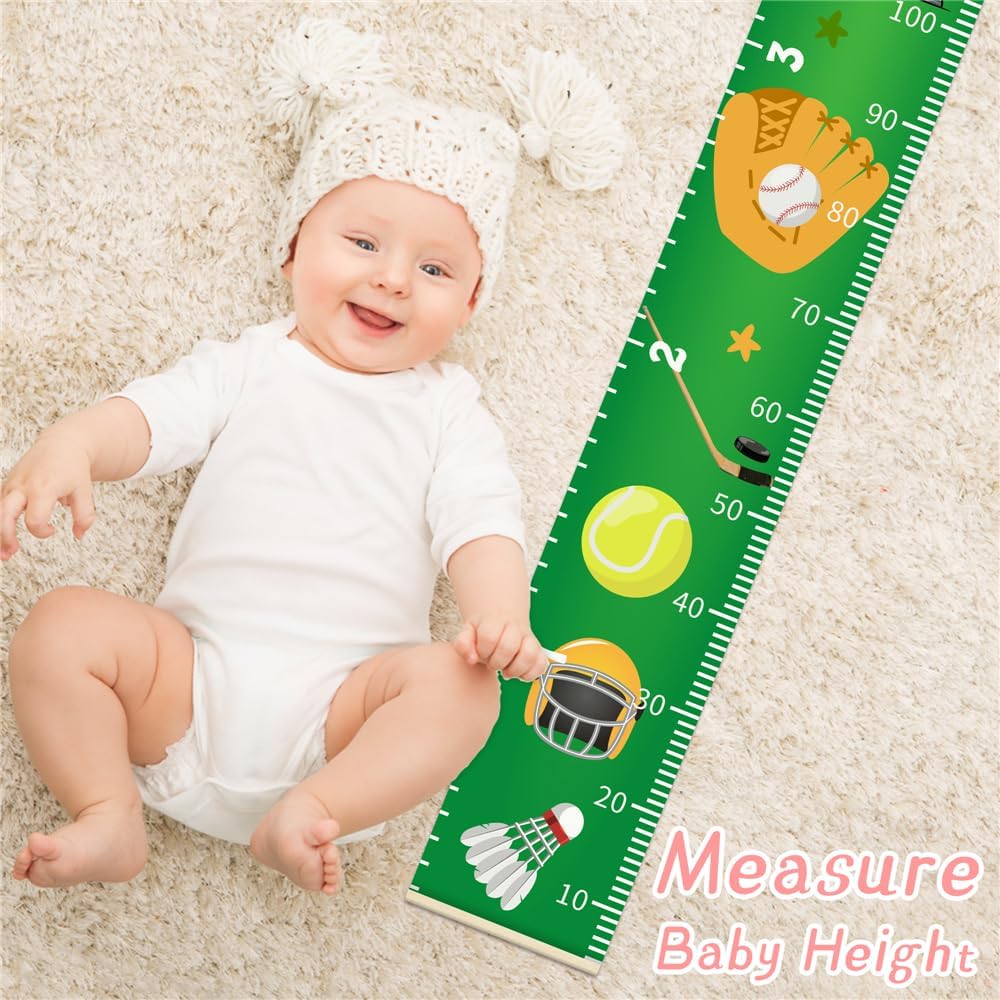 Halloween Baby Height Growth Chart - Canvas Height Chart for Kids Baby Child Toddler Boys Girls Growth Chart for Wall Room Nursery Decor Hangable and Removable Measuring Wall Ruler (A, Black Wood)