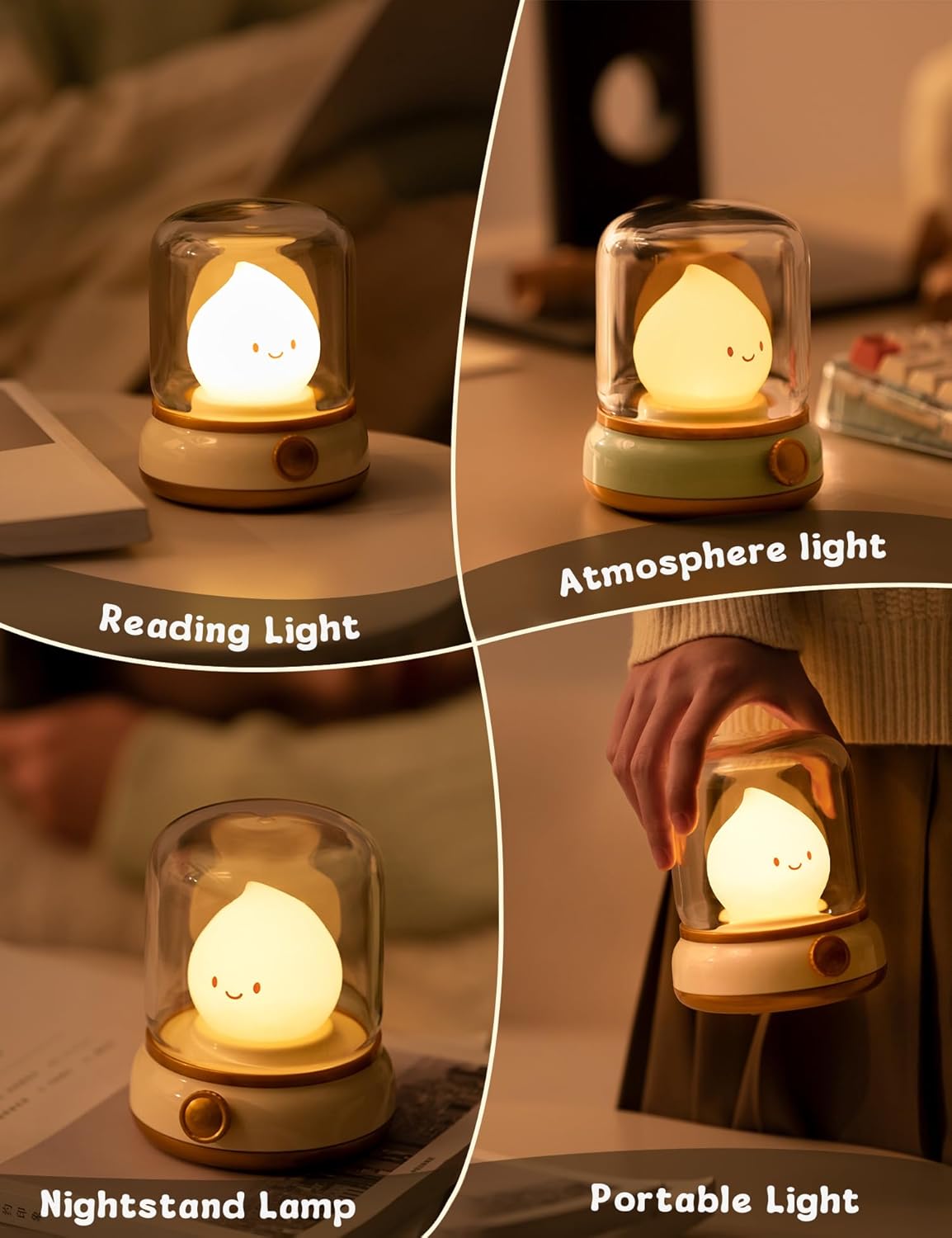 Cute Chibi Flame Lamp, Anime Cozy Lights, Retro Rechargeable Night Light, Decor, Cute Desk Accessories, Gifts.