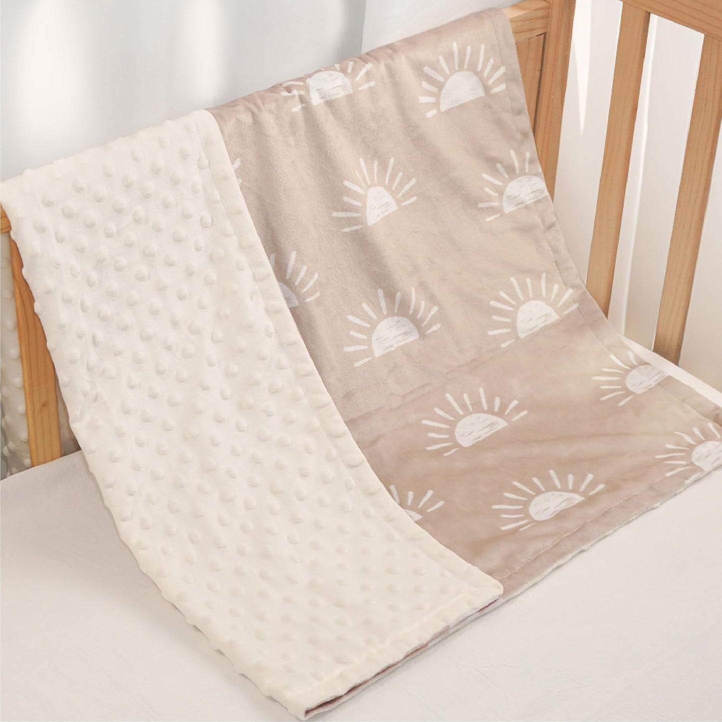 Sun Minky Baby Blanket 30 x 40 Inches for Boys Girls, Soft Plush Receiving Blanket with Dotted Back, Gift for Toddler Newborn Infant Christmas Birthday Baby Shower