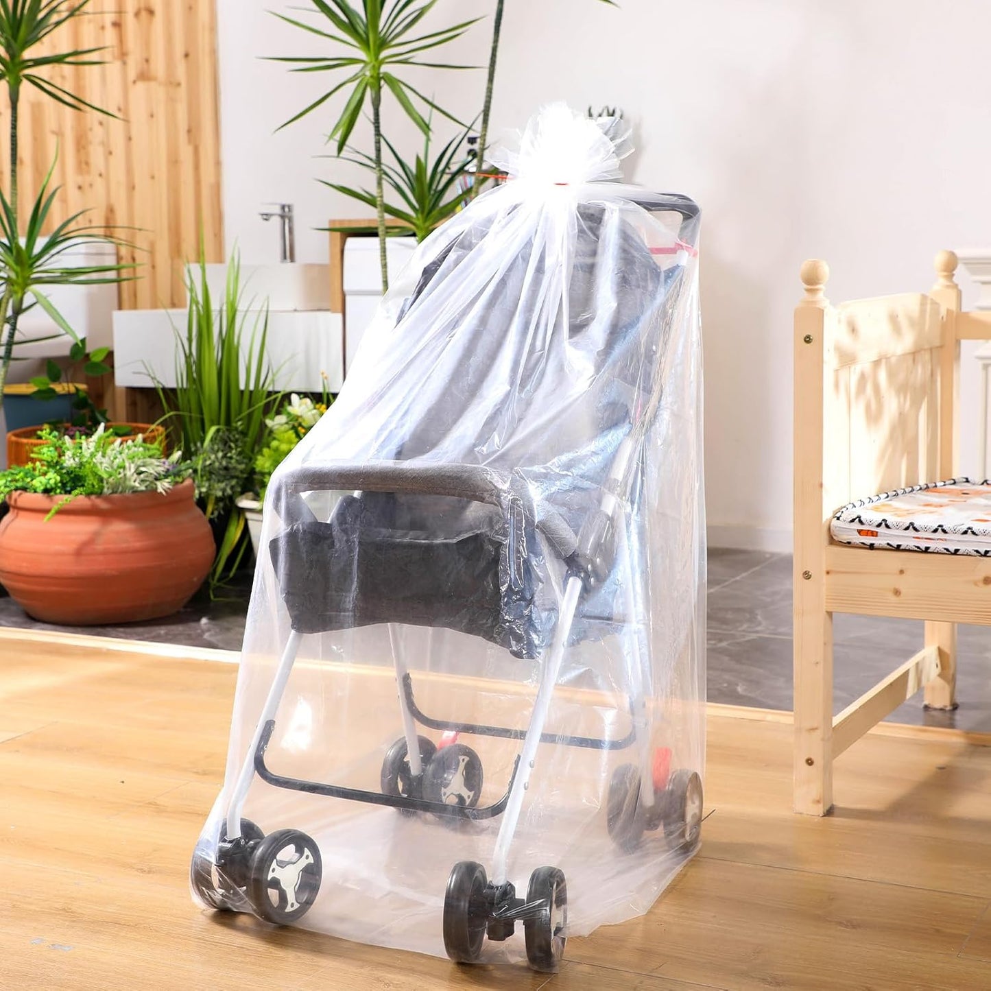 3 Pcs Stroller Storage Bag 39 x 59 Inch Extra Large Clear Plastic Stroller Bag with 3 Zip Ties Heavy Duty 4 Mil Stroller Cover for Storage Travel Moving Luggage Suitcase Furniture Car Seat