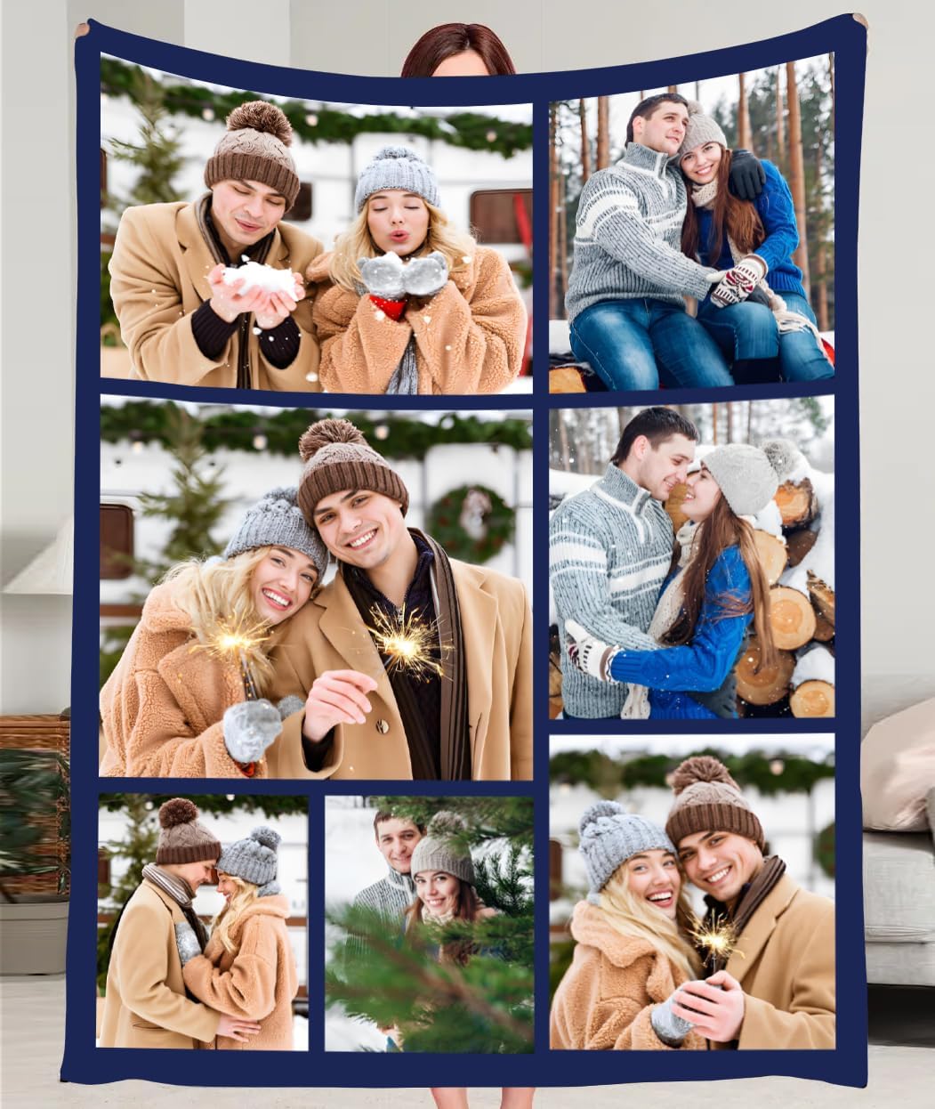 Ships Next Day, Couple Gifts Custom Blanket with Photos, Personalized Flannel Throw Blankets Gifts for Boyfriend Girlfriend Customized Blanket for Wife