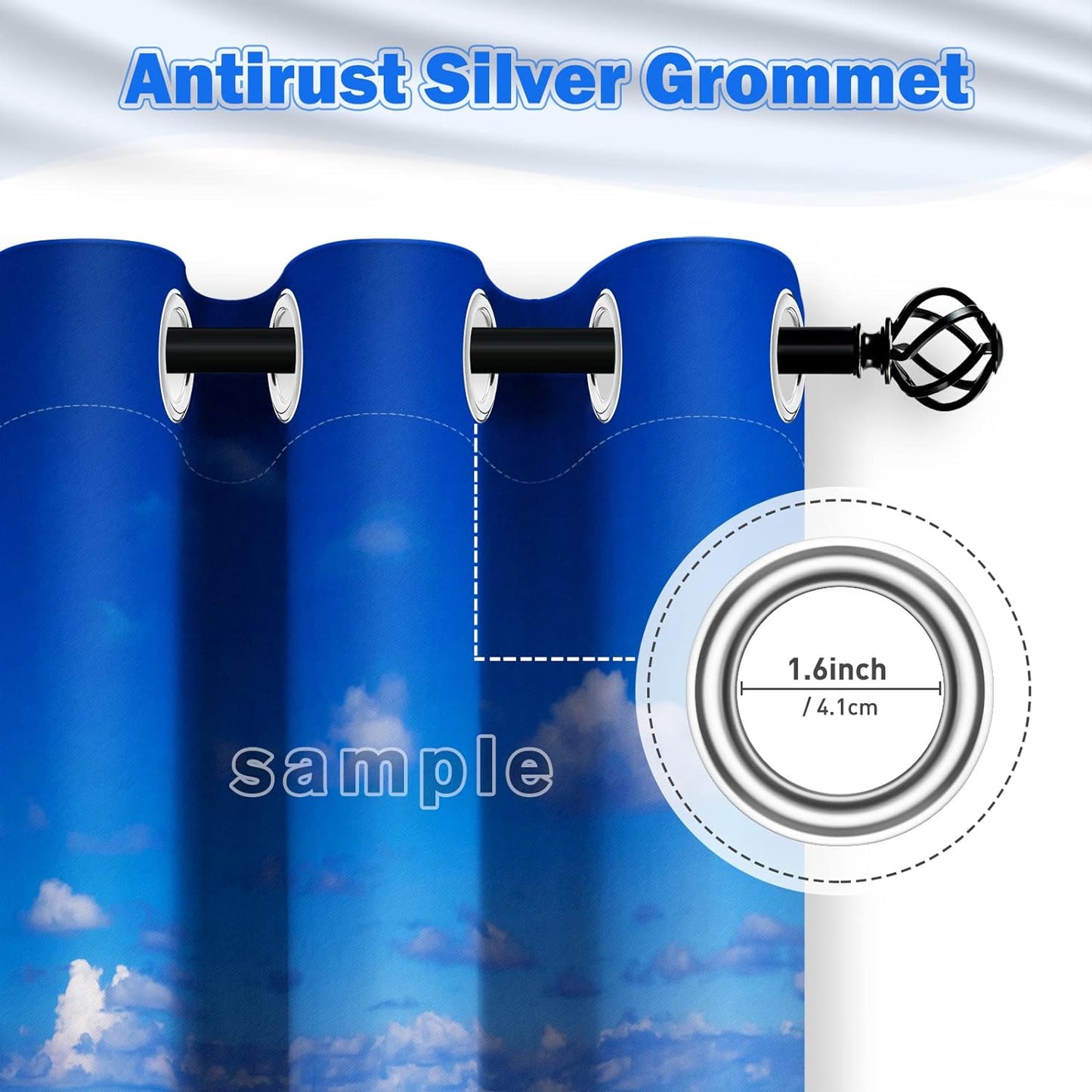 Aimego Galaxy Blackout Curtains Outer Space Universe Nebula Starry Sky Solar Planet Window Drapes Decor for Bedroom Living Room Grommet Top Room Darkening Curtains 2 Panel Set, 42"X63"