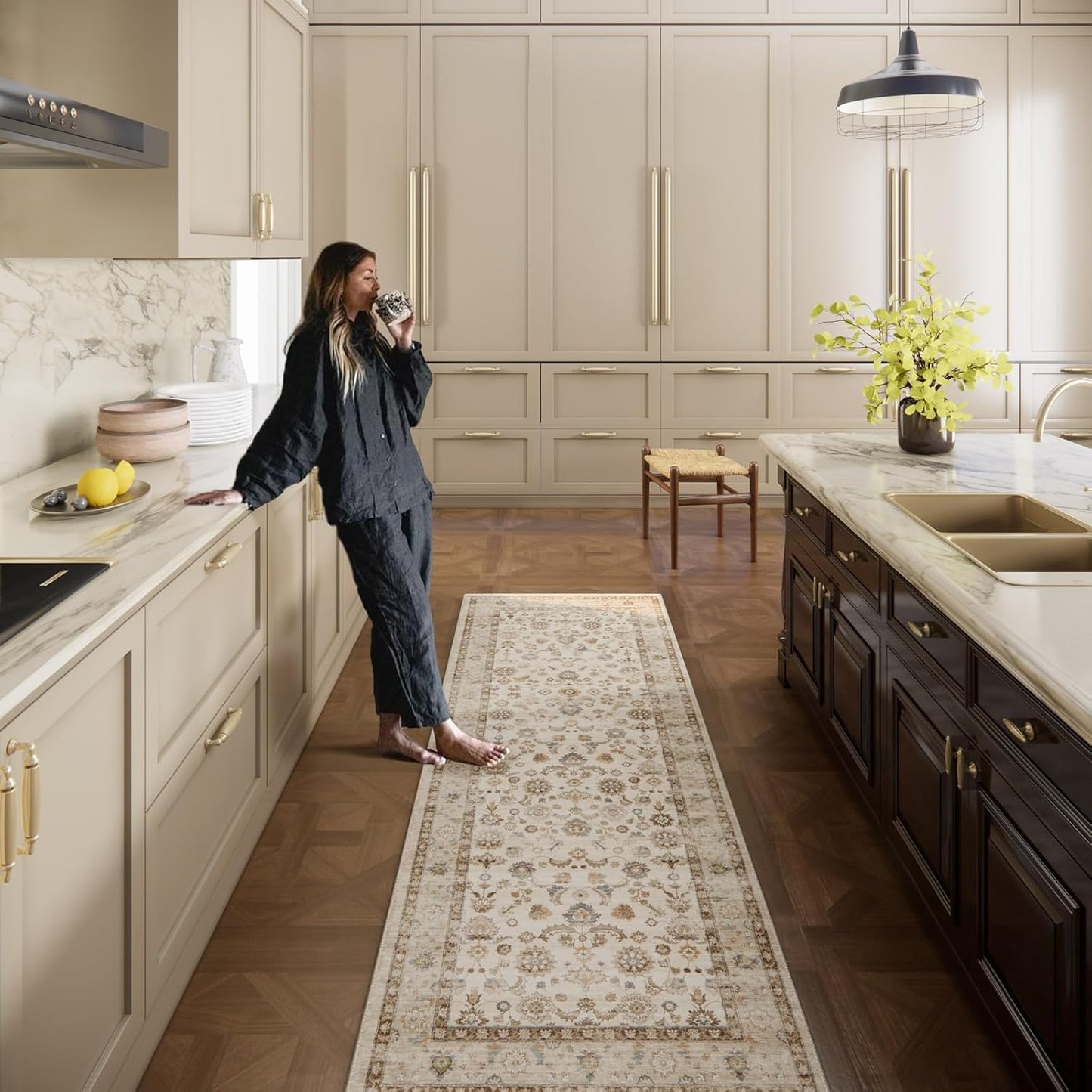 Washable Runners for Hallways Kitchen Rug: 2'6"x8' Kitchen Runner Stain Resistant Non Slip Low Pile Soft Carpet Runners for Hallways Bedroom Entryway Indoor Beside Bathroom Laundry Room