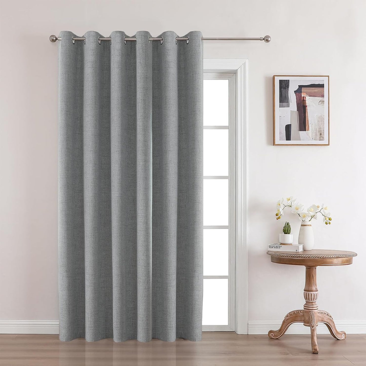 Joydeco Custom Light Grey Textured Total Blackout Curtain for Bedroom and Living Room. Grommet Textured Thermal Insulated Room Darkening Curtain 1 Panel (Custom Size and Color)