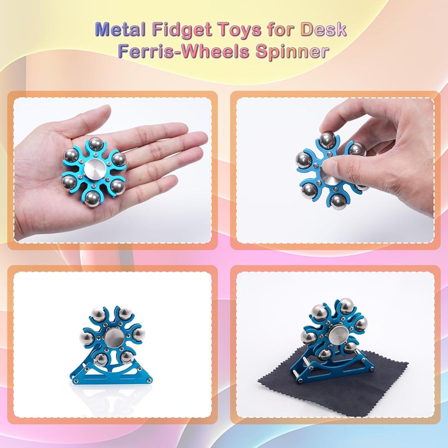 Desk-Fidget-Toys for Ferris-Wheels-Spinner: 4mins Kinetic-Metal-Spinner, Cool-Gadgets-Stuff for Kid Children Teen Adult EDC-Toy, ADHD Tools Stress Relief for Office Home School Men Woman Christmas