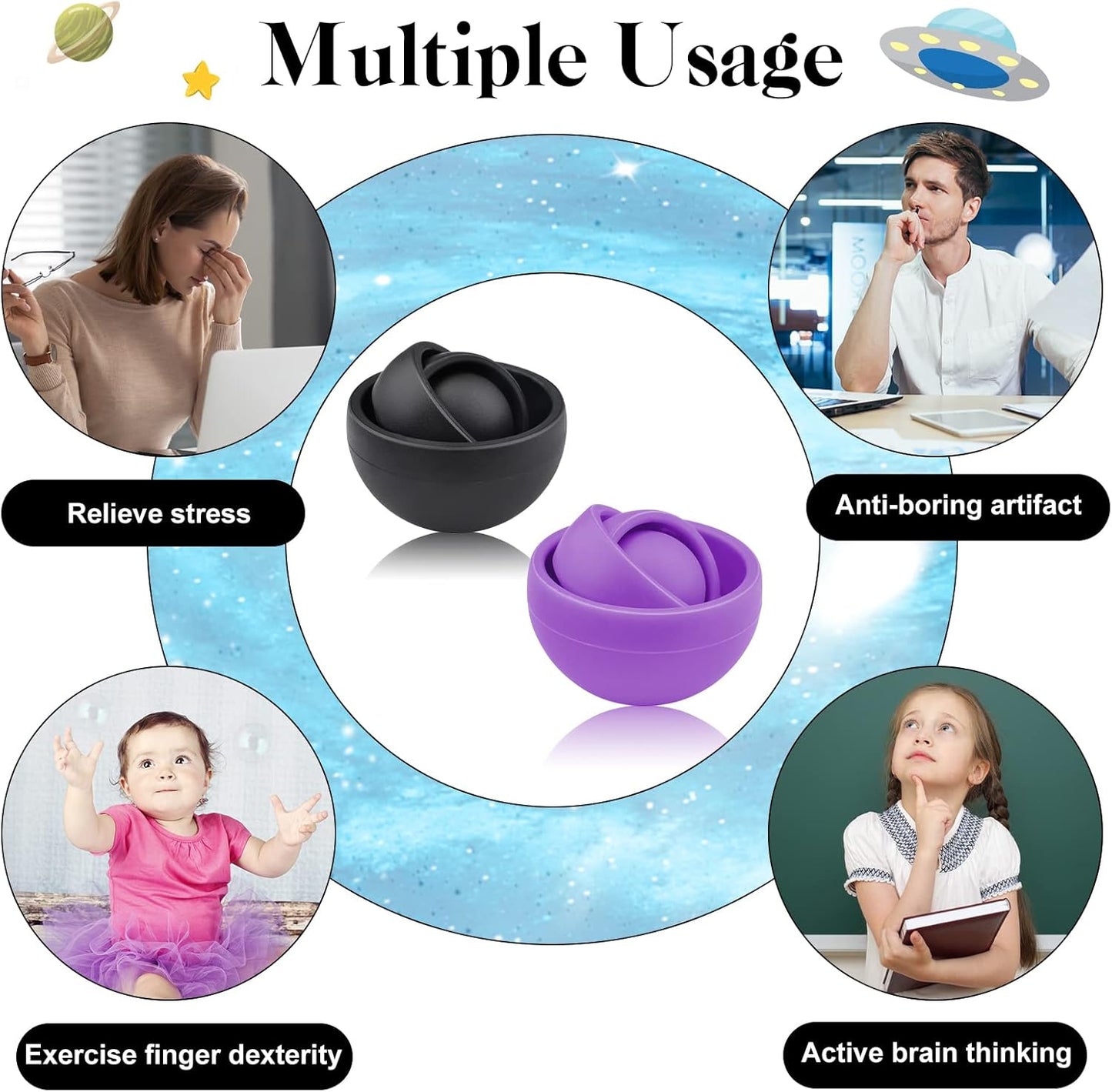 Fidget Toys Adults 2PC, Sensory Toys for Kids with Autism, Cool Gadgets Gifts for Boys Girls Teens Kids, Quiet Office Desk Toy ADHD Stress Relief Finger Toy Fidget Spinner