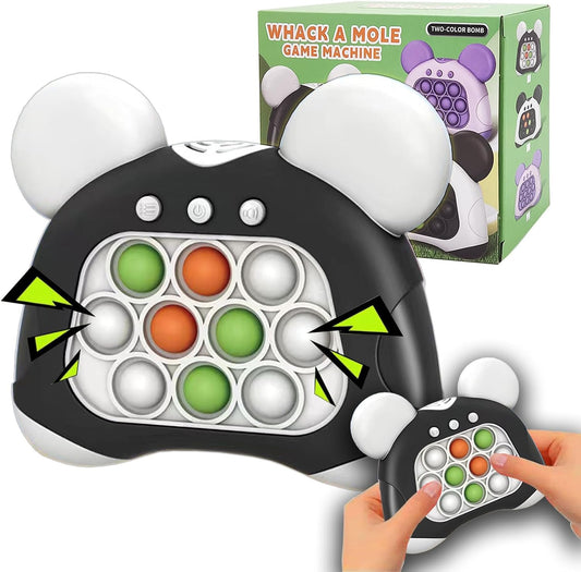 Fast Push Bubble Game for Kids & Adults, Quick Push Pop Toys with Sound & Light, Pop Sensory Fidget Toy for Kids 8-12, Brithday Present for Boys Girls (Panda-Black)