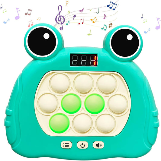 Pop Quick Push Game Light Up Fidget Toys Handheld Puzzle Press Popping Game Console for Kids Ages 3+ Adult Green Frog