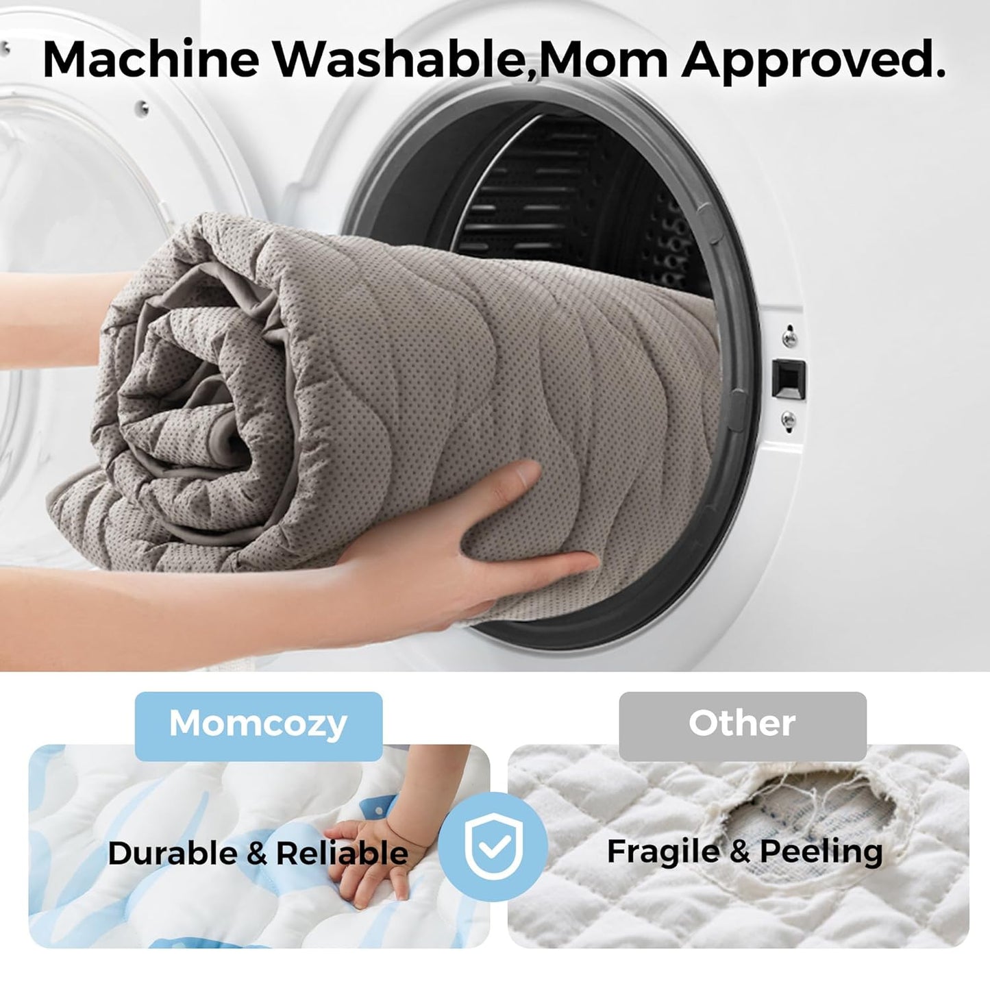 Momcozy Baby Play Mat for Floor, 50x50 Thickened Playpen Mat, Playmate for Baby Tummy Time, Waterproof & Non-Slip, Foldable Outdoor Mat with Carrying Handle, Ocean Theam