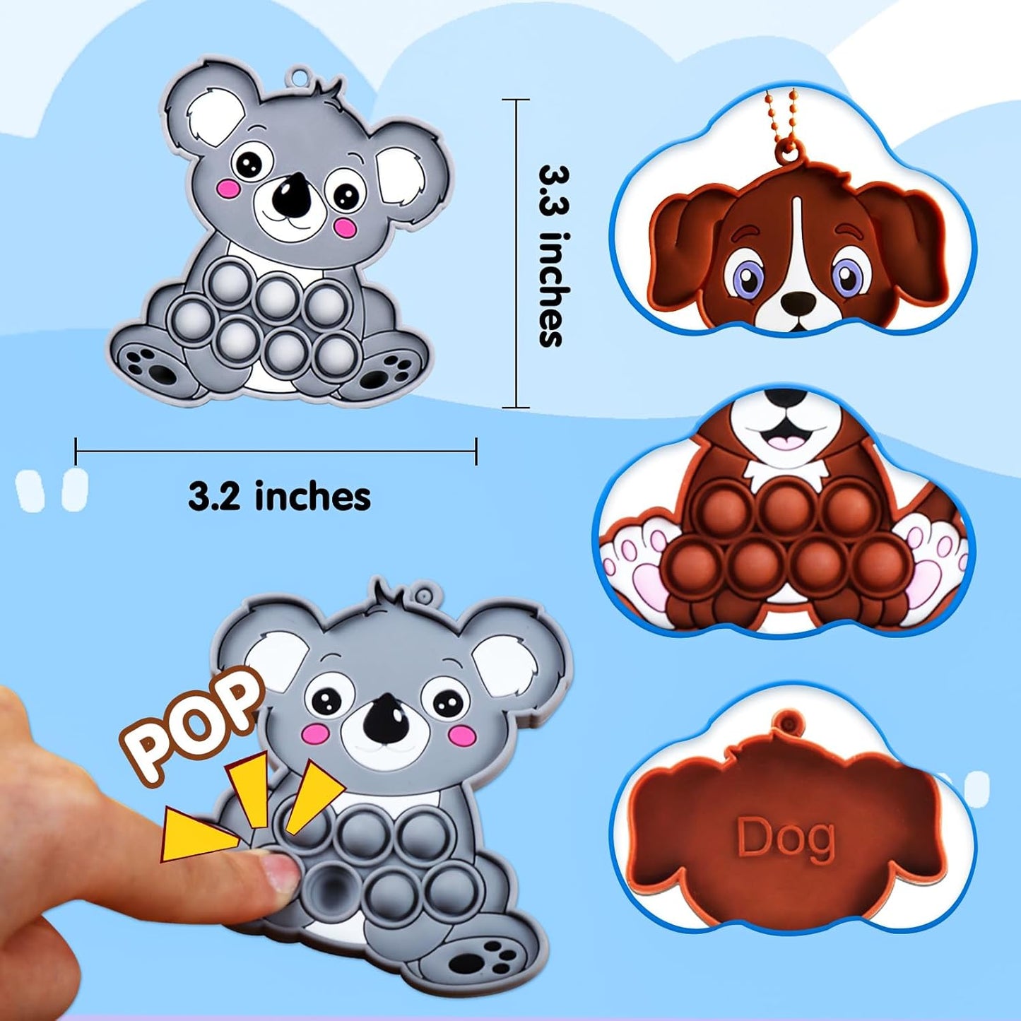 Animal Pop Fidget Toys Party Favors,Silicone Fidget Toys for Toddlers,Birthday Party Favors for Kids,Treasure Chest Prizes,Prizes Box Toys for Kids Classroom Prizes