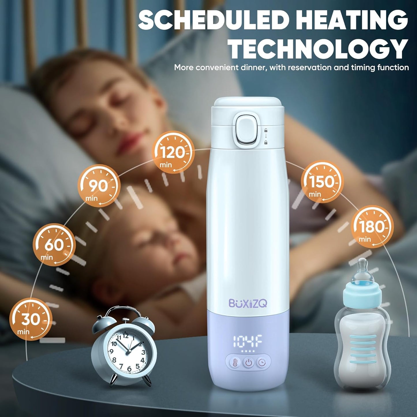 Portable Bottle Warmer for Travel,Portable Milk Warmer for Baby-12oz Ceramic Heater Heating,Fast Charging & Cordless Portable Baby Bottle Warmer -Dual Heating Modes for Breast Milk & Water,Purple
