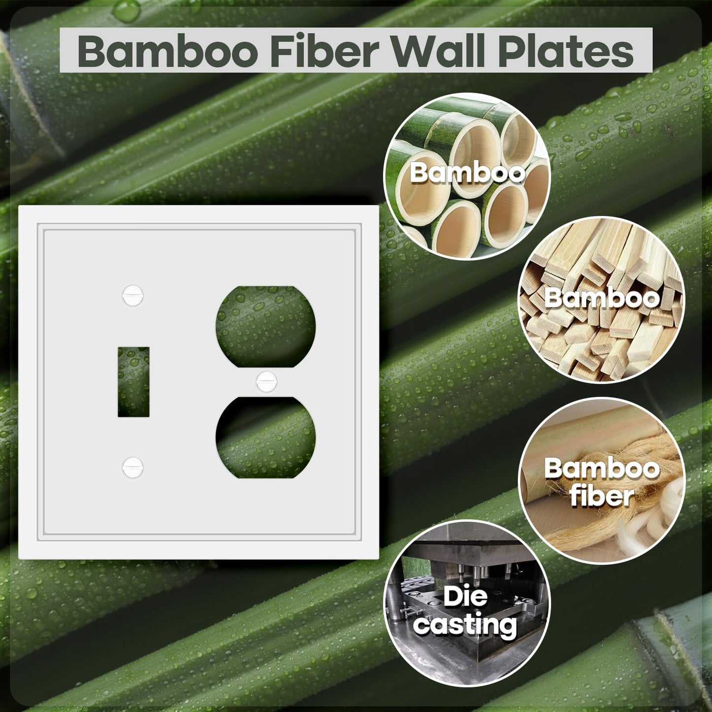 Toggle/Duplex Combo Light Switch Cover Plate White Classic Decorative Switch Plates Cover 2 Gang Wall Plate Cover for Duplex, Toggle, Combo,2 Pack