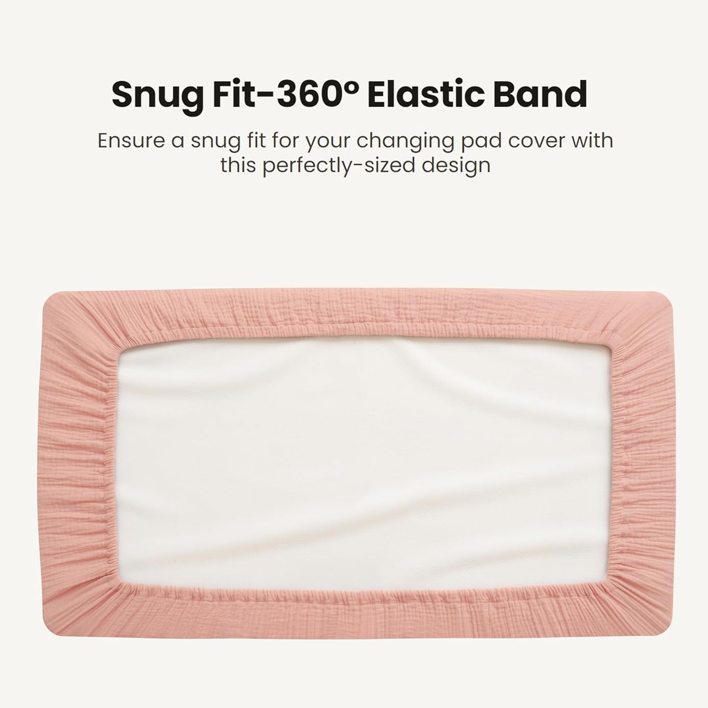 Konssy Waterproof Muslin Changing Pad Cover 2 Pack, Quilted Cotton Fitted Diaper Chang Table Cover, Soft Changing Pad Sheets for Girls Boys (Blossom,Pink)