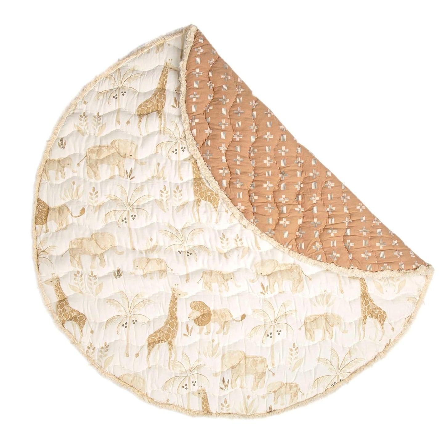 Crane Baby Safari Baby Tummy Time Activity Mat 40"X40", Reversible Floor Play Mat for Boys and Girls, Jungle Nursery Decor