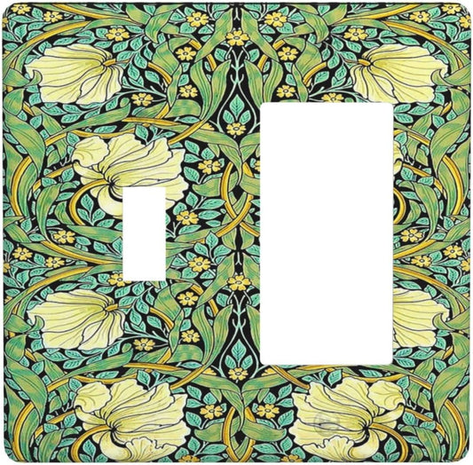 Outlet Covers William Morris Vintage Floral Yellow Flowers Green Leaf 1 Toggle 1 Rocker Combination Decorative Wall Plate Electrical Switch Plates Light Switch Cover Plate for Bedroom Decor