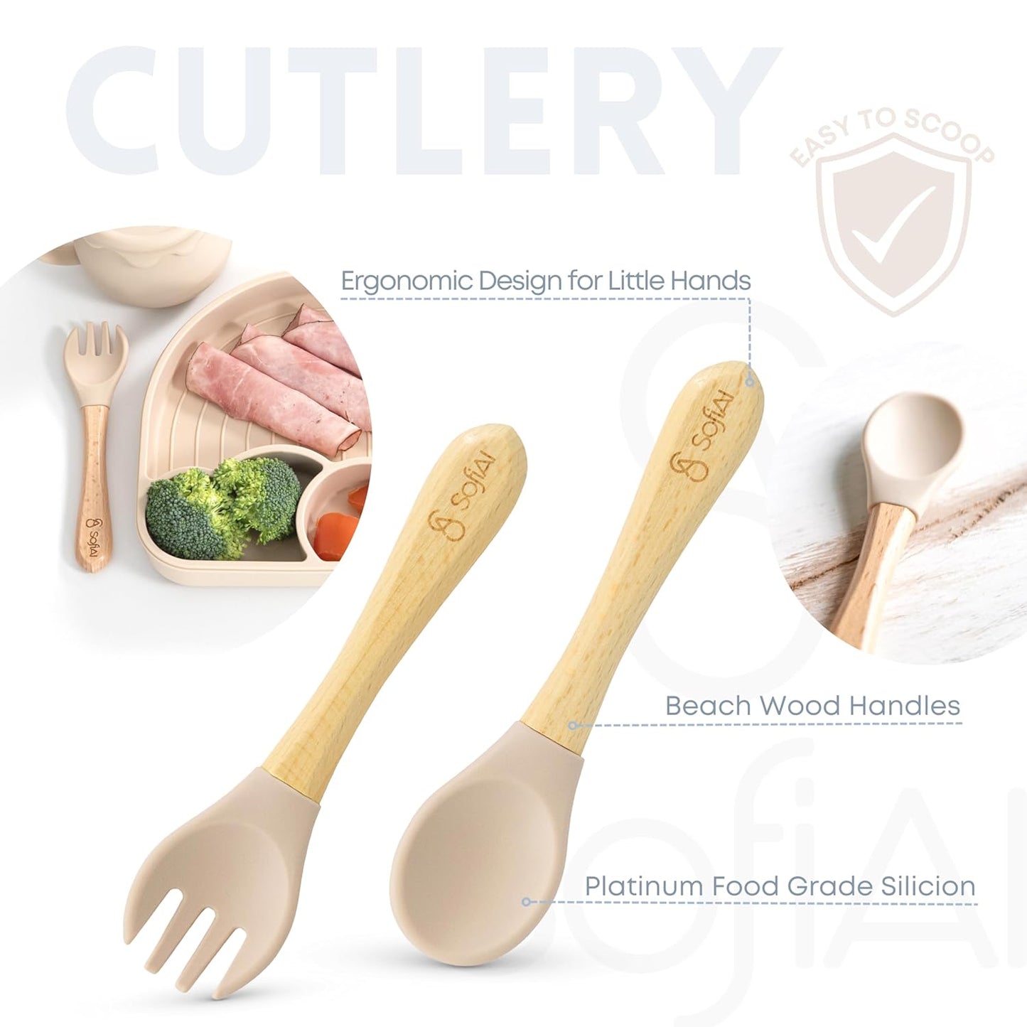 All In One Silicone Feeding Set - Safe for 6-12 Months - Non-Toxic Baby Led Weaning Supplies - Toddler Self Feeding Utensils - BPA-Free - Mess Free Essentials