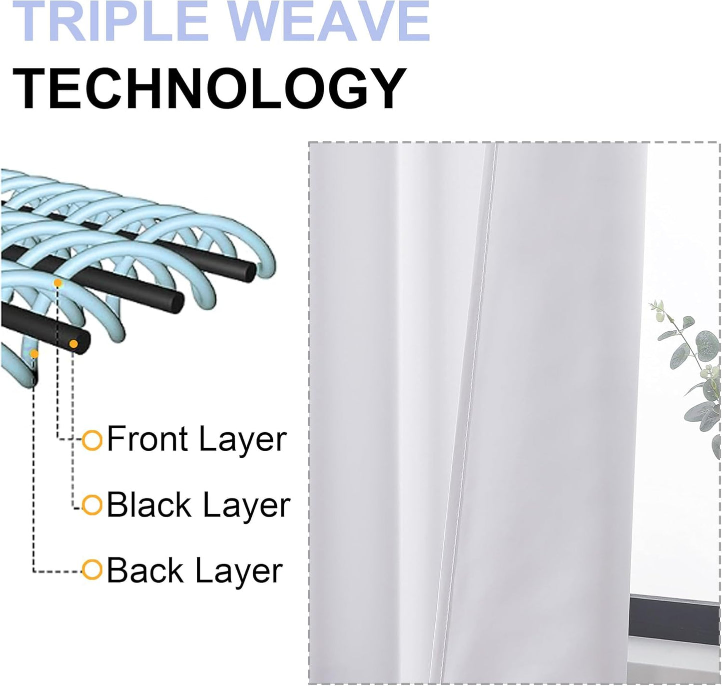 Simplebrand Ava Pure White Curtains for Bedroom 72 Inch Length 2 Panels Set, Light Filtering Window Treatment, Light Filtering Curtain Drapes, Soft Casual Rod Pocket Privacy Curtains, W40 x L72 Inch