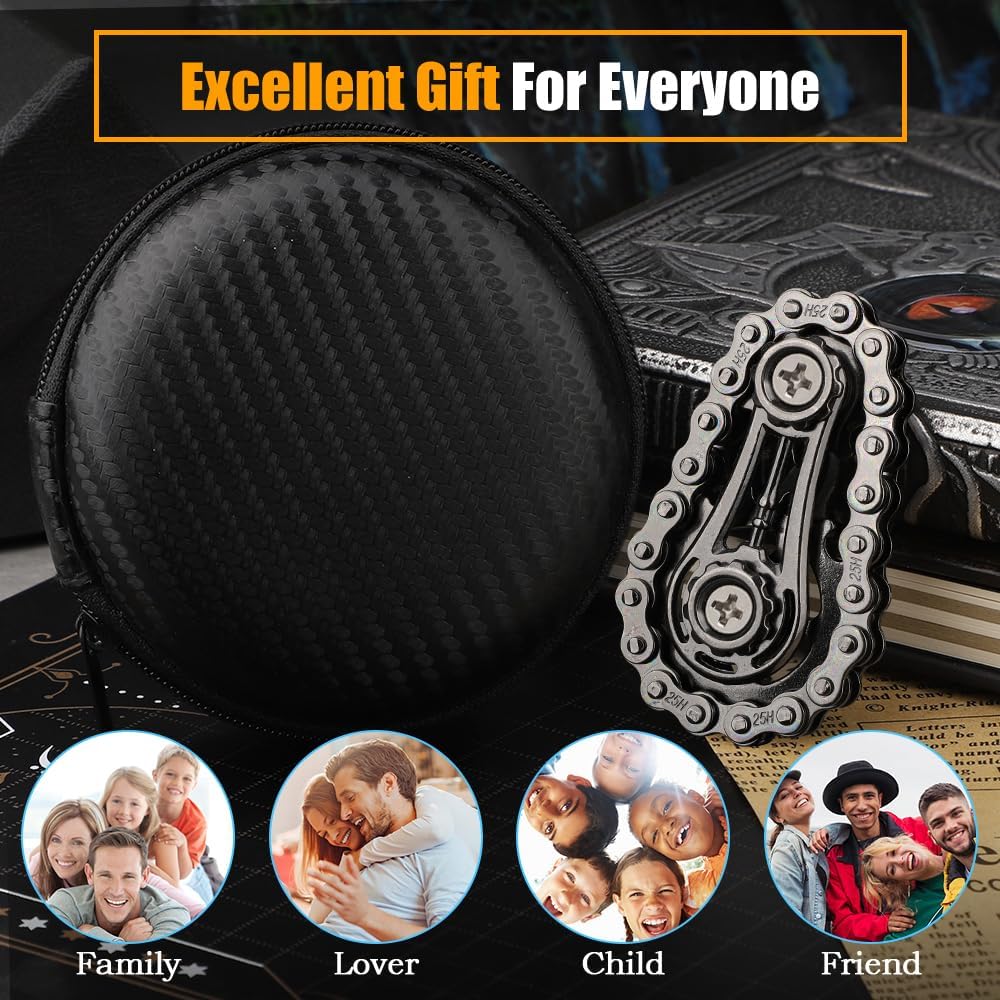 Cool Sprockets Fidget Chain, Hand Roller Toys for Kids Adults, Metal Transformable Sensory Bike Chain Gears, EDC Novelty Stress Relief Desk Office Easter Birthday Gift for Boys Girls Boyfriend Men