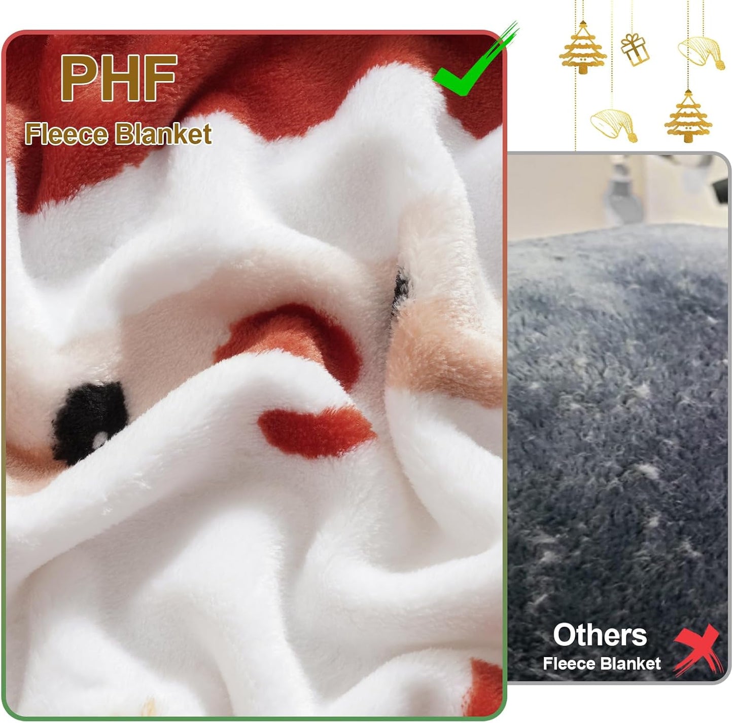 PHF Printed Fleece Blanket King Size, No Shed No Pilling Ultra Soft Plush Cozy Xmas Prints Theme Home Décor Flannel Blanket for Bed, Sofa, Couch and Gift, 108" x 90", Christmas Island