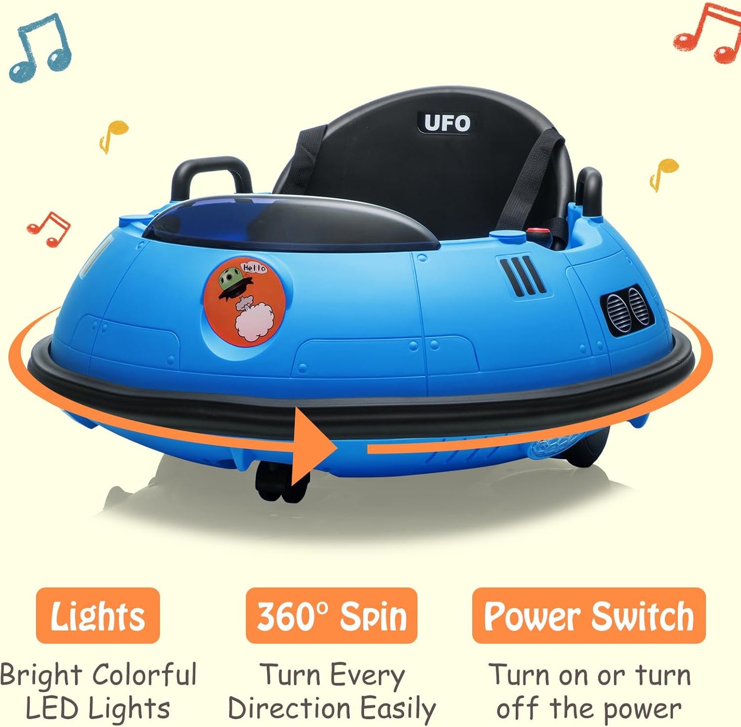 12V Electric Ride on Bumper Car for Toddlers, Kids Bumper Car with Remote Control, LED Lights & 360 Degree Spin, Indoor and Outdoor for 18+ Months Kids (Blue)